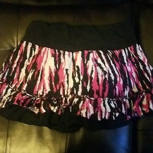 A pink black and white skirt